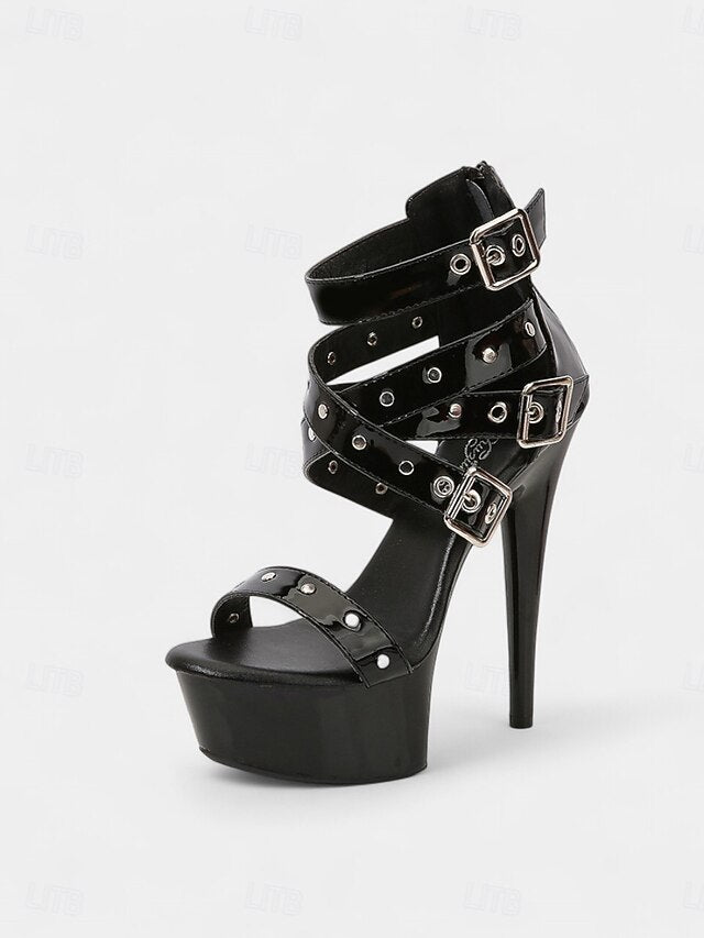 with High White Women's Straps Platform Buckled and Heels