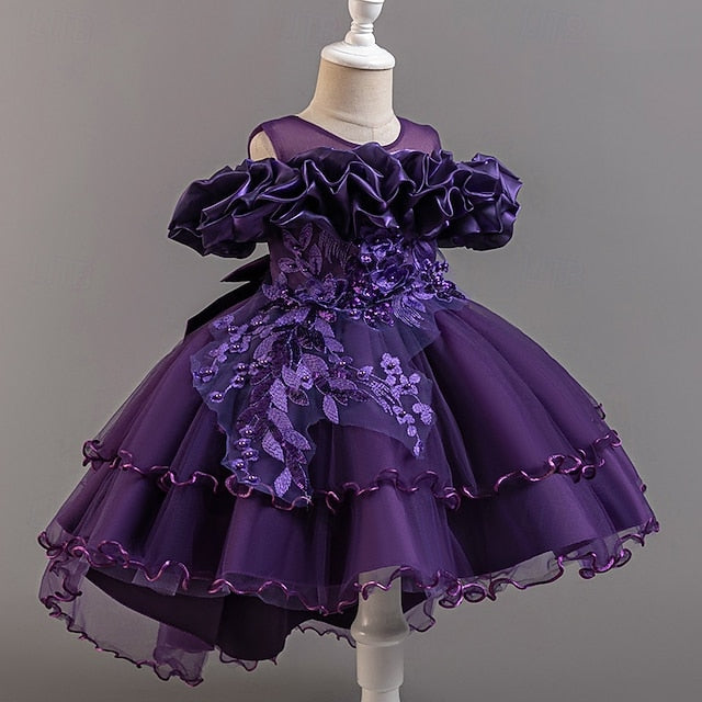 Flower Kids Dress Party Sleeve Floral Wedding Short Girls'