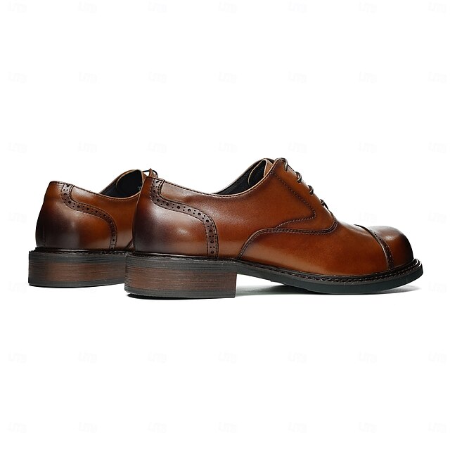 Men's Cap Leather Shoes- Genuine First Oxford Toe