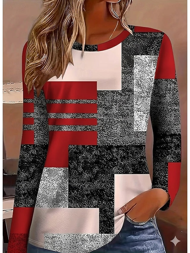 Women's T Shirt Print Graphic Geometric Fashion Casual Long