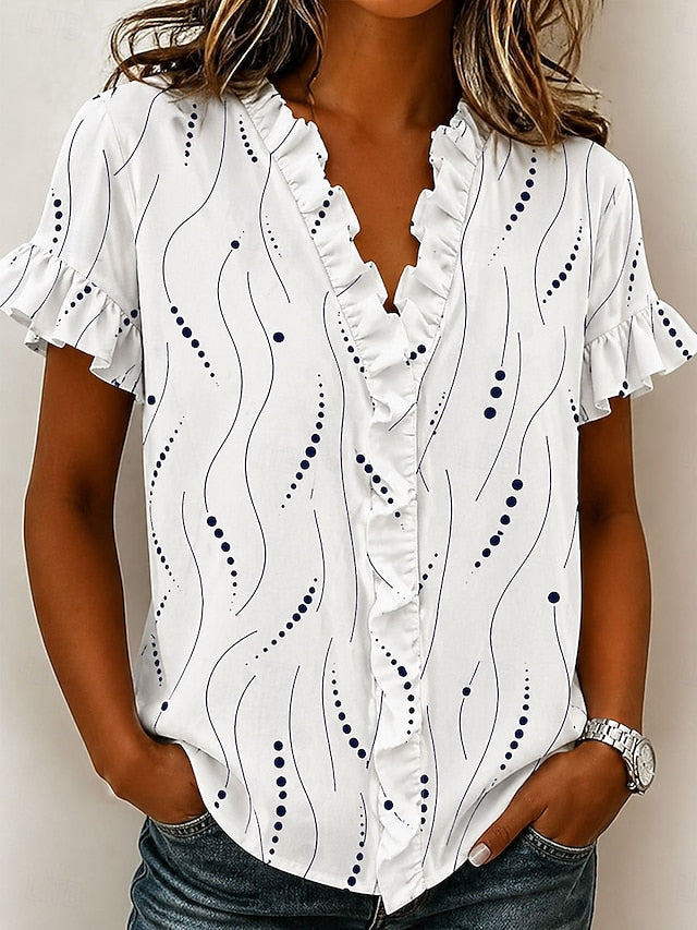 Women's Shirt Tunic Ruffle Floral Graphic Elegant Fashion