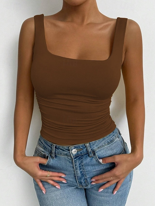 Women's Camisole Tank Top Solid Color Stylish Casual