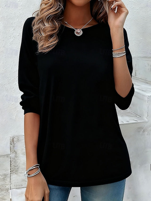 Women's T Shirt Plain Vintage Stylish Classic Long Sleeve