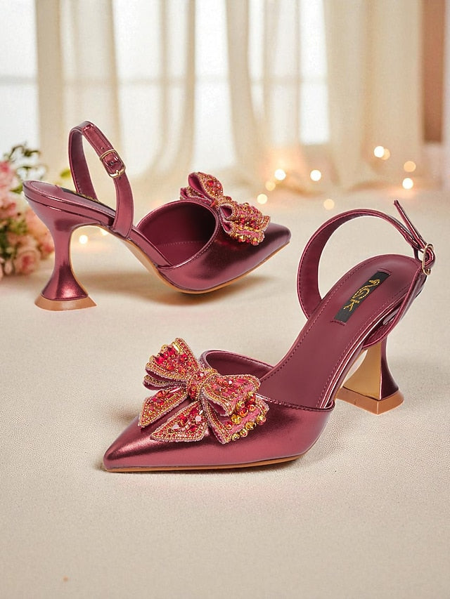 Pumps Slingback Gold - Metallic Toe Pointed High Women's