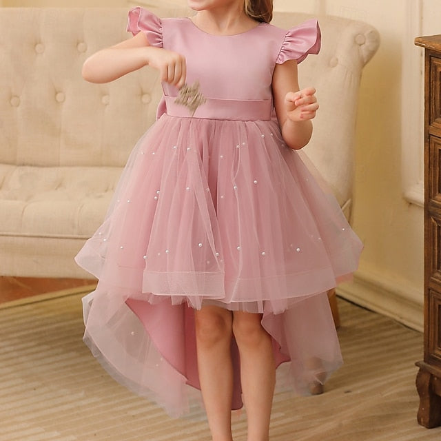 Kids Girl Solid Party Dress Flower Girls' Color