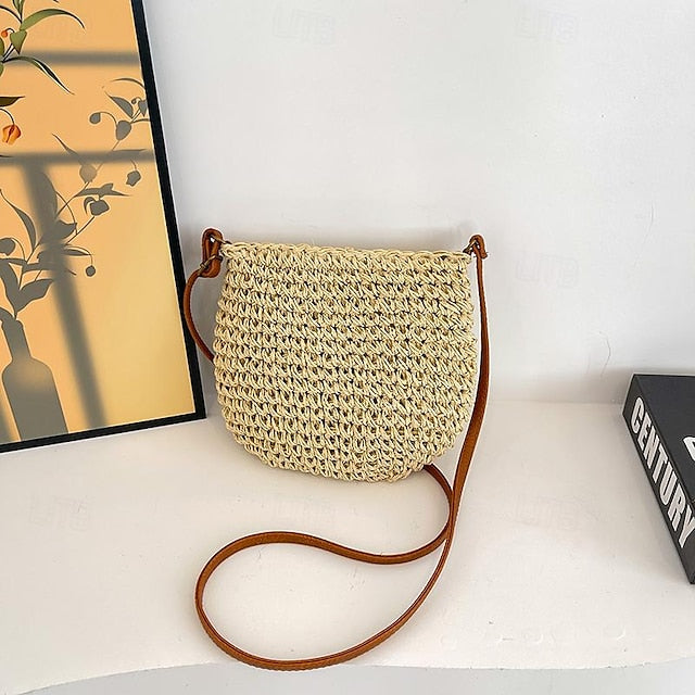 Straw Boho Handbag Women's Tassel Bag Woven – Crossbody