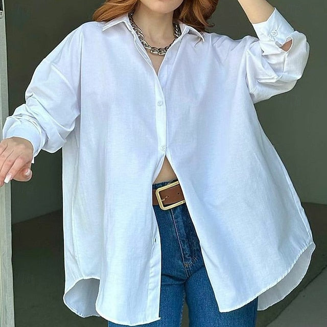 Women's Casual Shirt Button Up Shirt Blouse Patchwork