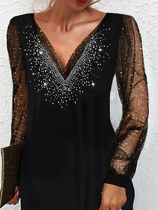 Women's Mini Dress Black Dress Sequin Dress Casual Dress