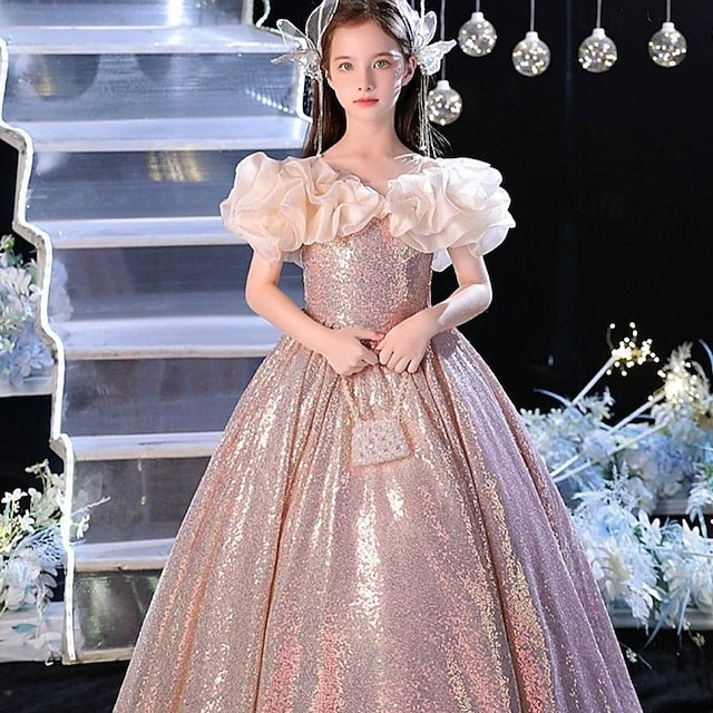 Sleeveless Solid Kids Girls' Party Dress Performance Color