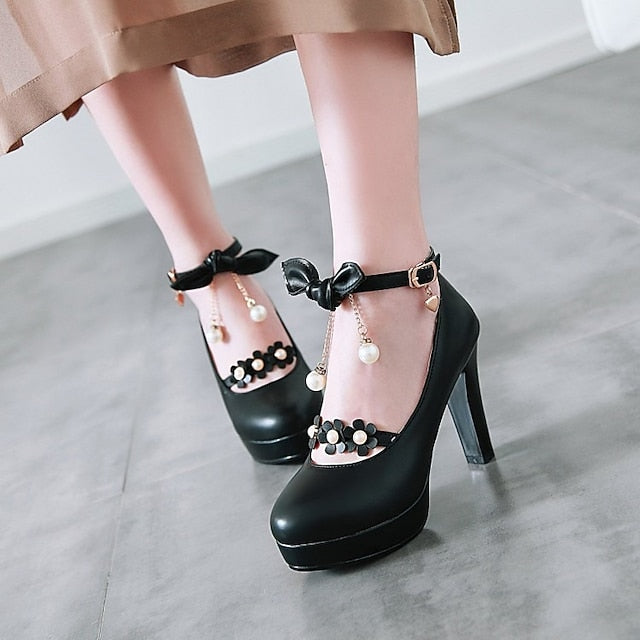 White Wedding Heels Elegant â€?Platform Jane Mary Girls'
