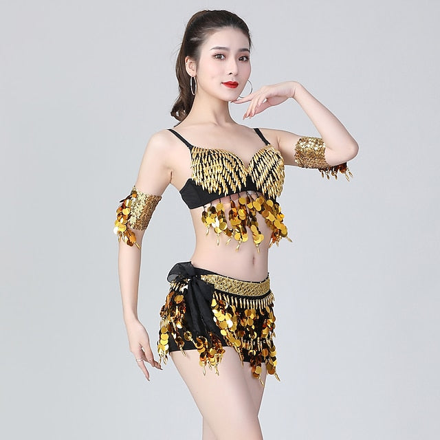 Belly Dance Top Beading Ruching Split Joint Women's
