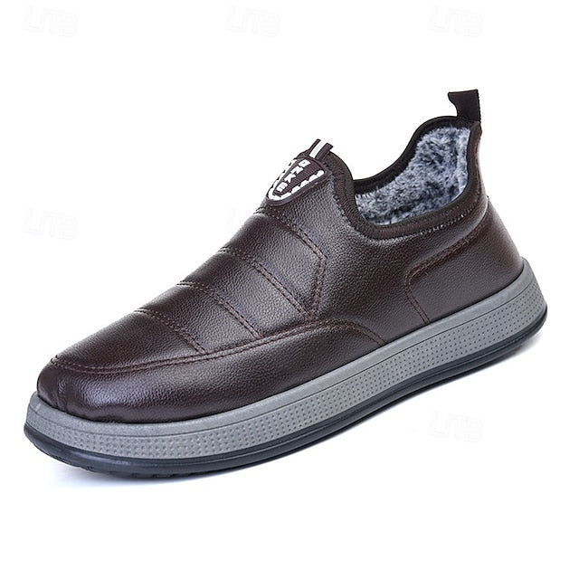 Loafers Boots PU Winter Slip-Ons lined Fleece Men's