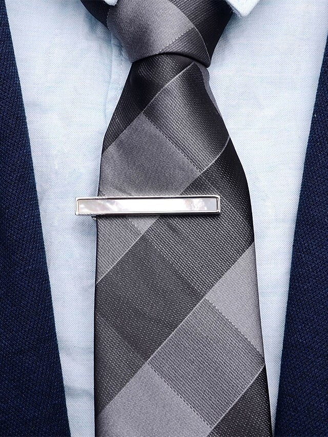 with tie and clip Men's of inlaid brass pearl mother