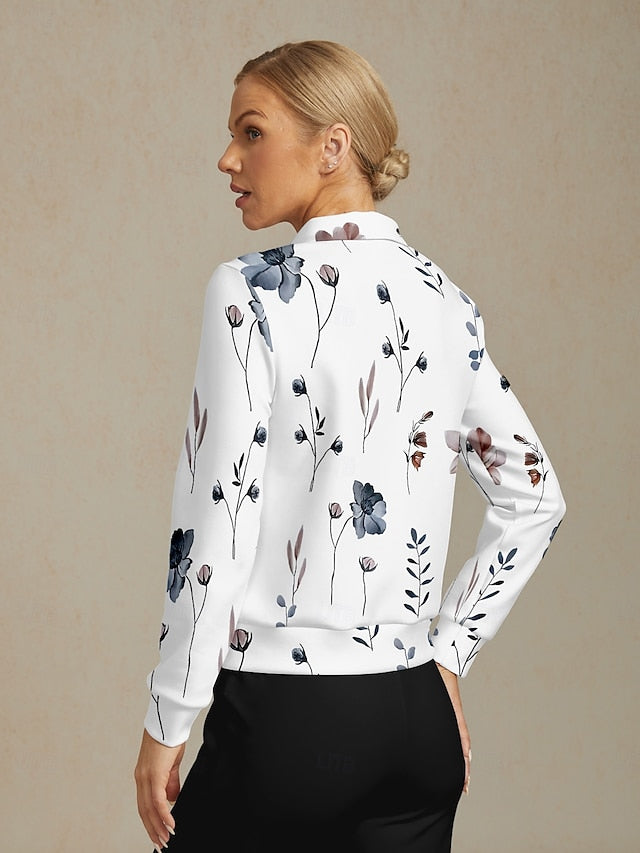 Women's Golf Pullover Sweatshirt White Long Sleeve Top