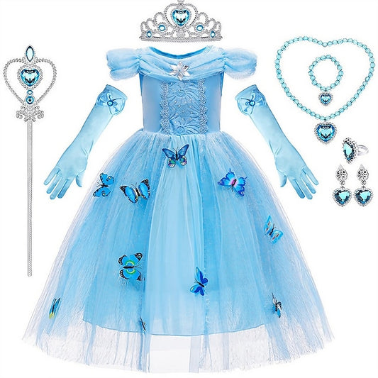 Theme Frozen Princess Tulle Girl Party Elsa Dress Costume Flower