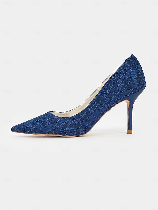 Women's - Pointed-Toe Heels Lace-Embroidered Stiletto