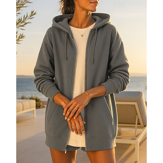 Women's Hoodie Sweatshirt Lounge Zip Up Coat with Pockets