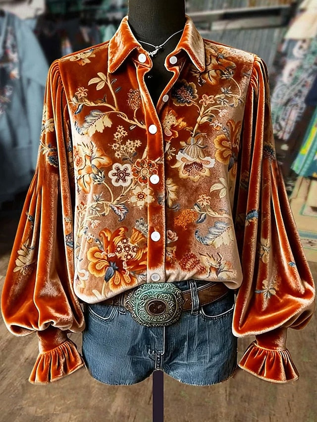 Women's Shirt Floral Graphic Elegant Stylish Modern Long