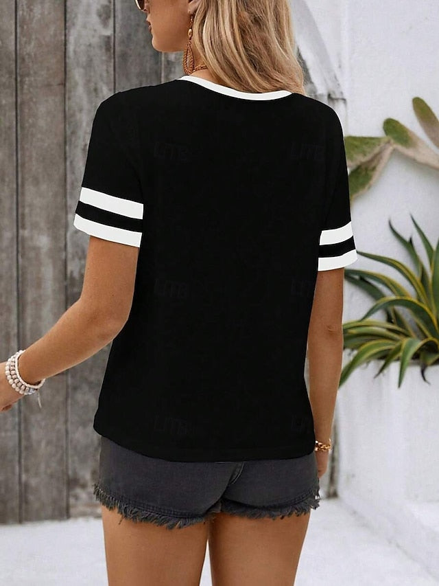 Women's T Shirt Plain Fashion Modern Casual Short Sleeve V
