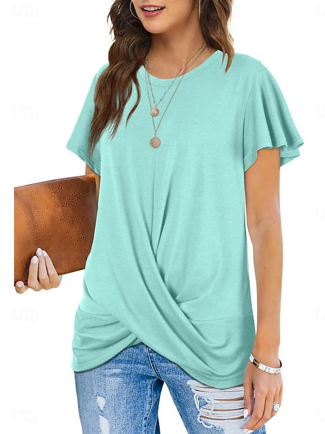Women's T Shirt Solid Color Plain Classic Modern Casual