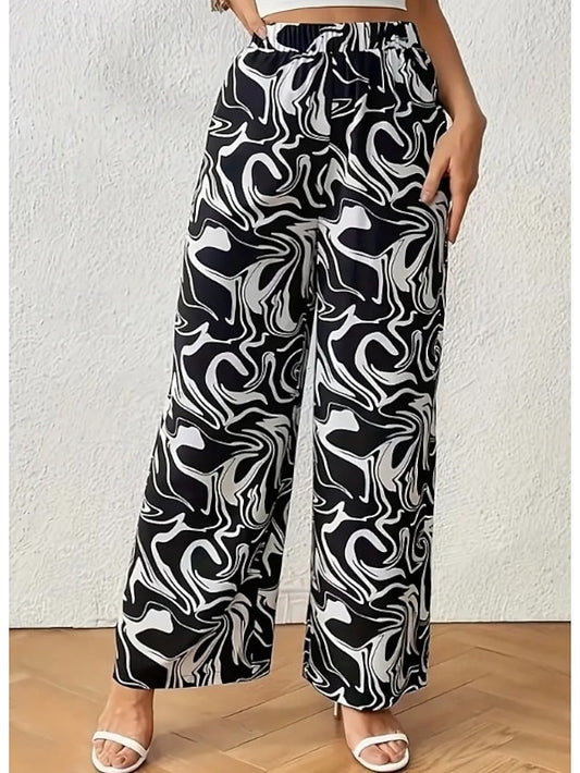 Women's Wide Leg Pants Trousers Fashion Long Graphic Wide