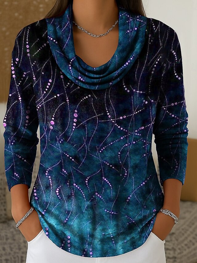 Women's Tunic Tee Print Tiered Ombre Graphic Abstract