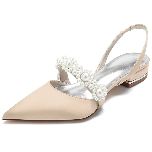White Pearl Women's Elegant Satin Shoes with