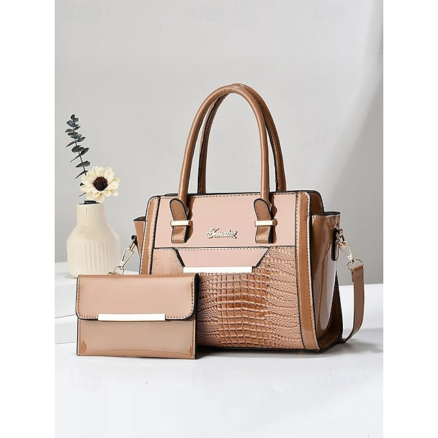 Women's Handbag Glossy – Faux Leather Patent Set