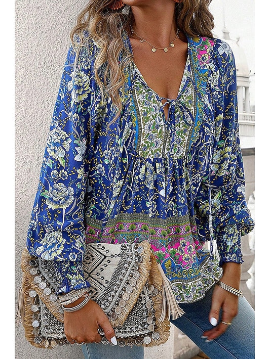 Women's Shirt Blouse Print Flower Daily Stylish Casual Long