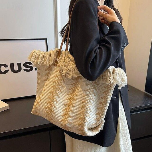 Women's Boho Bag PU Shoulder Bohemia Hobo Tote Canvas