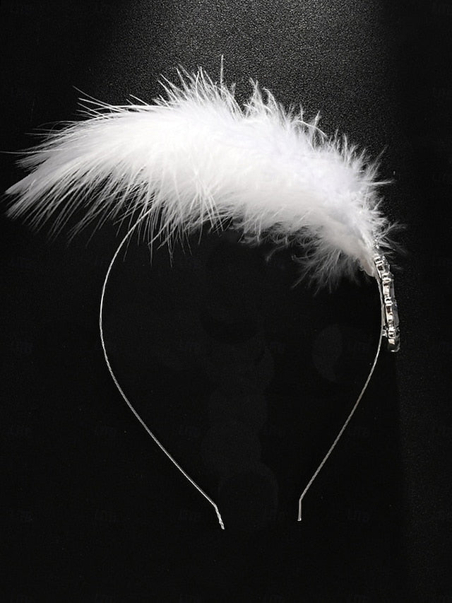 Vintage Clip Women's Feather - Hair Crystal White