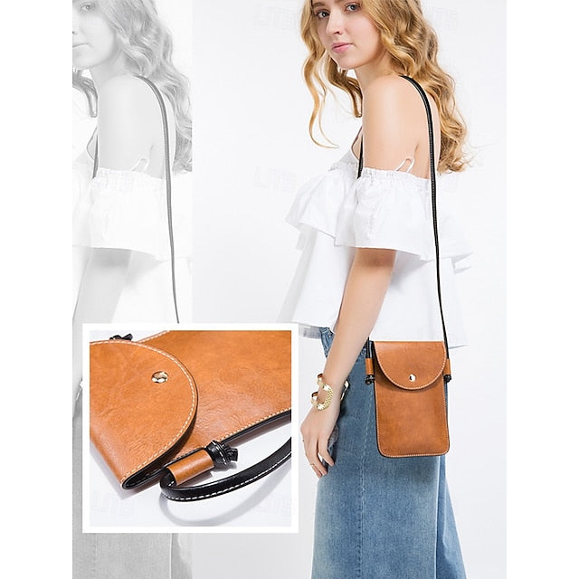 – Shoulder Handbag Set Faux Women's 4-Piece Leather Bag