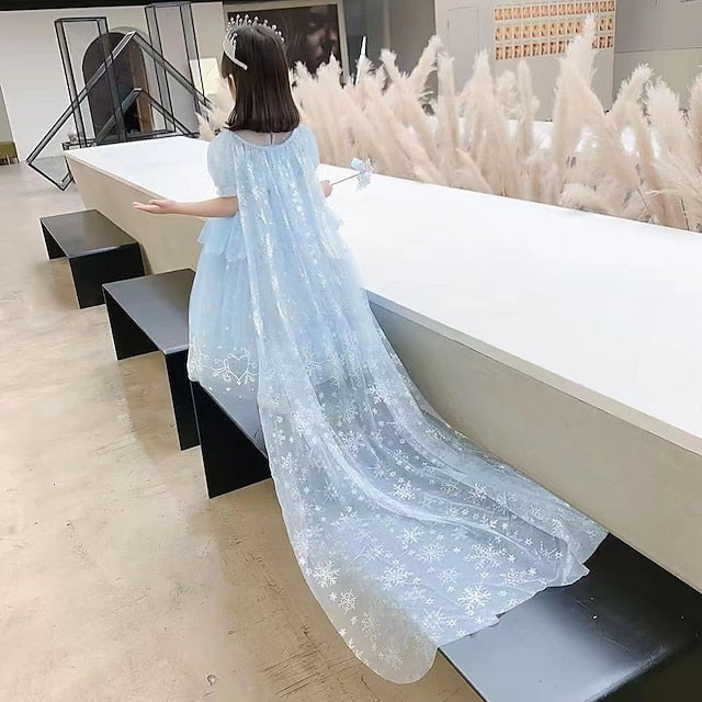 Flower Cosplay Dress Girl Princess Cloak Frozen Elsa