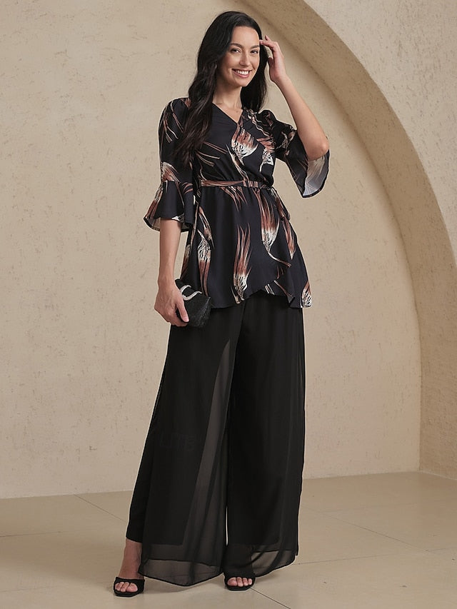 Women's Shirt Tunic Blouse Elegant 3/4 Length Sleeve