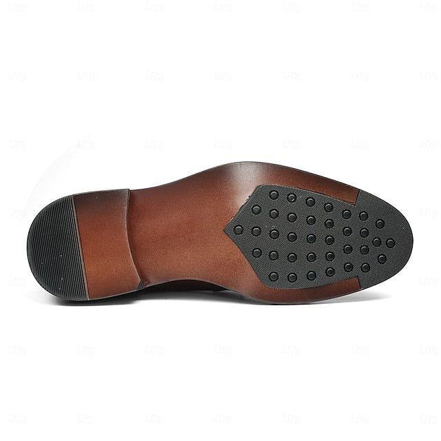 Genuine Leather Strap Men's Shoes- Black First Monk