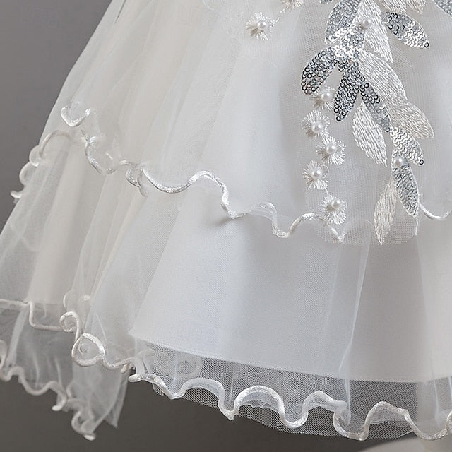 Girls' Short Kids Wedding Flower Dress Party Sleeve Floral