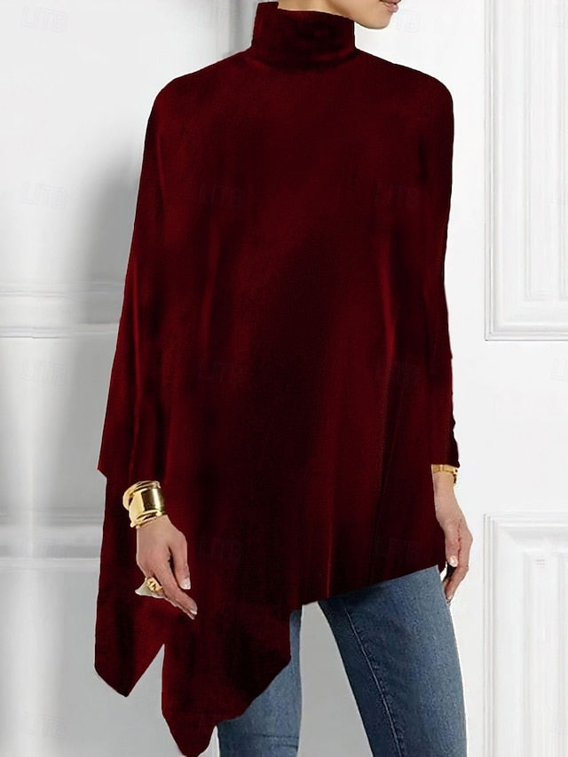 Women's Blouse Asymmetric Hem Solid Color Stylish Basic