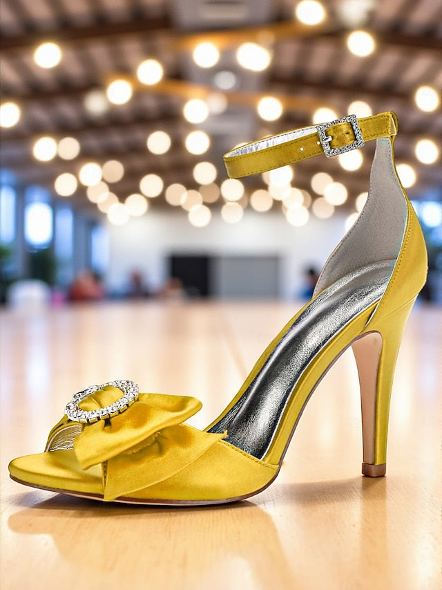 High Rhinestone Satin Purple with Heel Women's Sandals