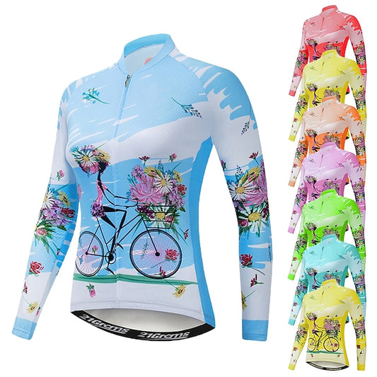 Women's Cycling Jersey Patterned Floral Botanical Flower