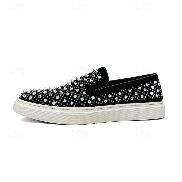 with Men's Elegant Black Pearl - Detailing Shoes Slip-On