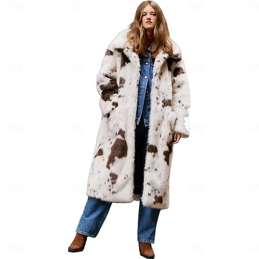Faux Fur Women's Elegant Knitting Coat Comfortable Warm