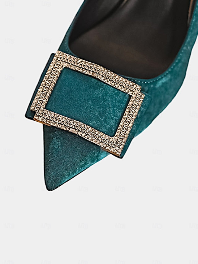 Toe Pointed Buckle Elegant – Women's Champagne Heels