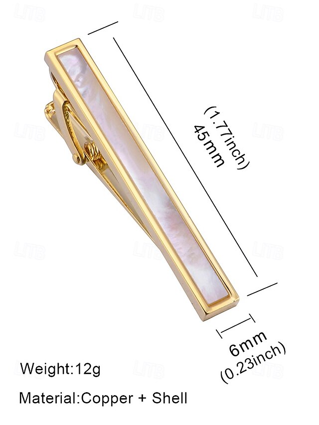 with tie and clip Men's of inlaid brass pearl mother