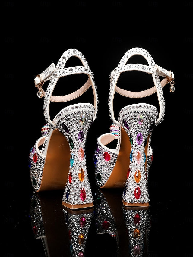 High Heel Sandals Matching Rhinestone Platform Women's with