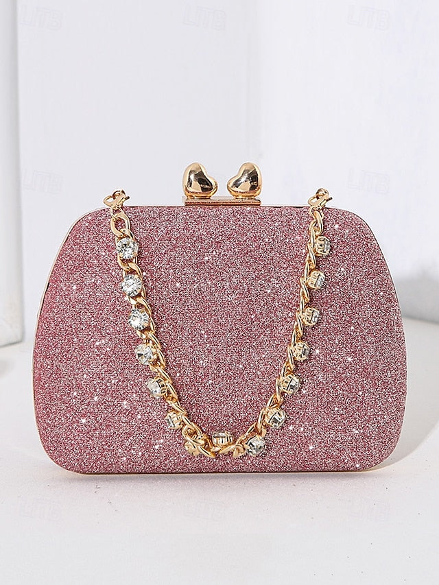 Evening Sage Green Clutch Women's with Glitter Rhinestone