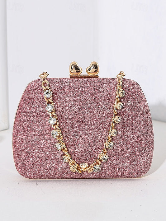 Evening Sage Green Clutch Women's with Glitter Rhinestone