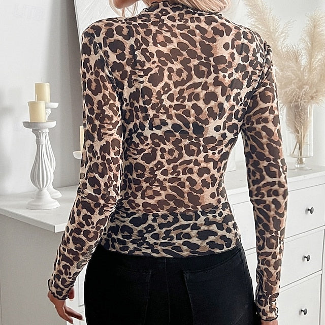 Women's Blouse Print Floral Leopard Stylish Sexy Classic