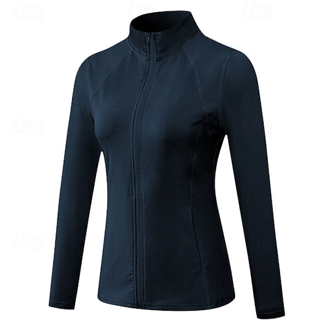 Women's Workout Shirt Yoga Top Stand Collar Quick Dry Full