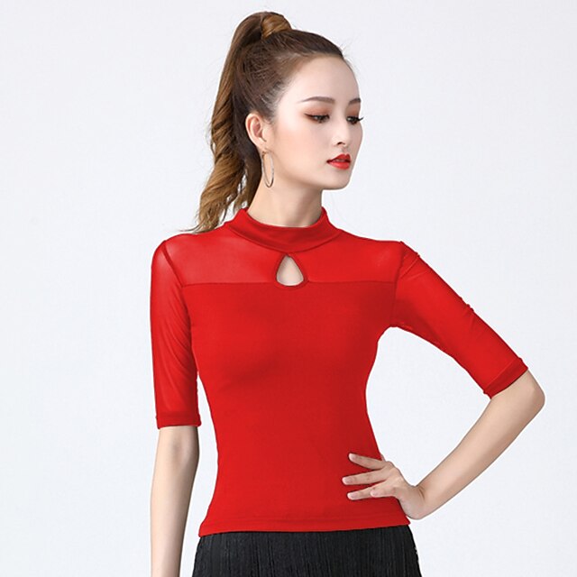 Latin Dance Top Solid Splicing Women's Training Performance