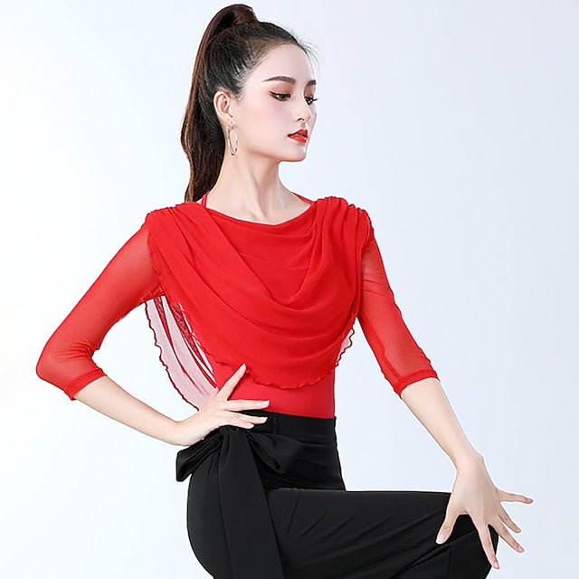Latin Dance Activewear Top Pure Color Splicing Women's